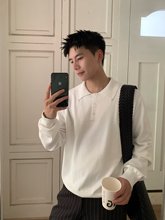 100%针织长袖宽松大码打底内搭POLO领带扣秋冬新款保暖上衣女