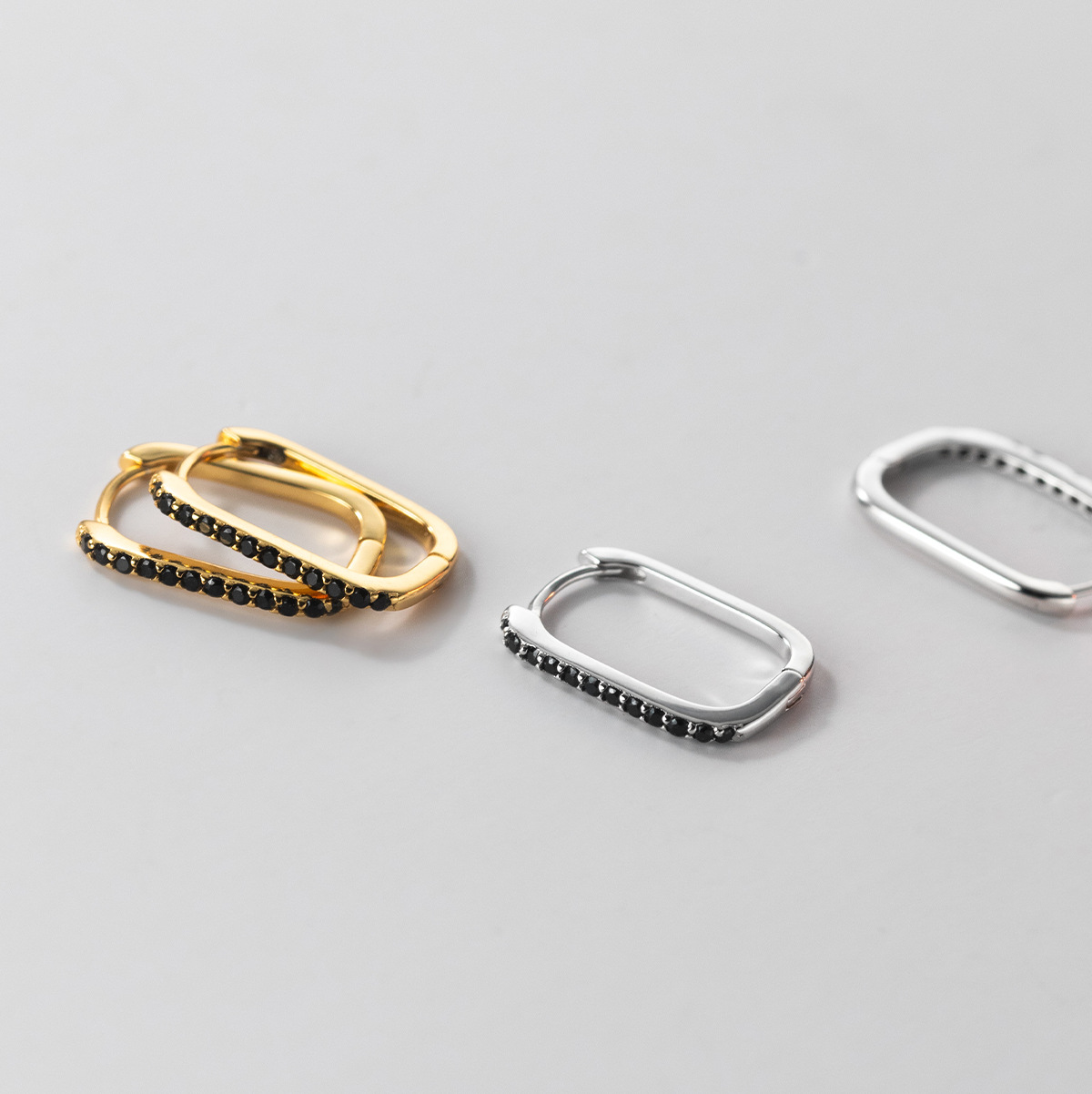 Eloch s925 plata geometría cuadrada taladro perforación