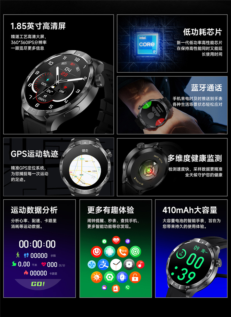 The new G4PLUS smartwatch from Huaqiangbei features Bluetooth calls, music control, Alipay, weather, health and sports details Picture