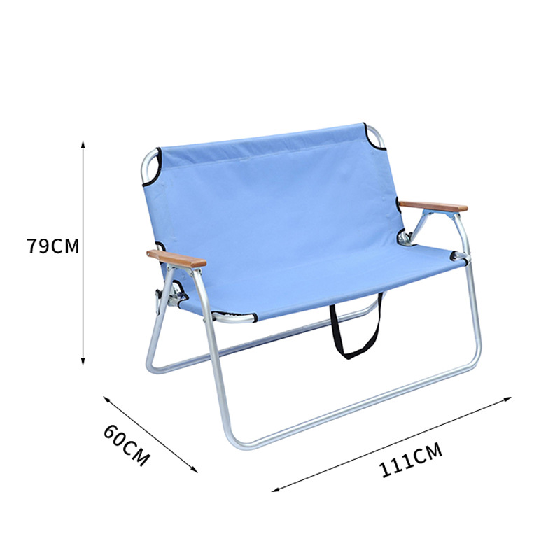 Ocio Camping aleación de aluminio doble silla plegable al aire libre portátil plegable Silla de picnic doble Silla de playa al por mayor