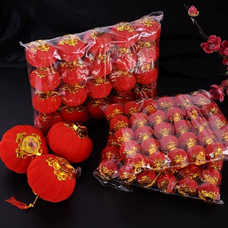 新年装饰品过年植绒小灯笼挂饰树上室内客厅场景布置盆景挂件装扮
