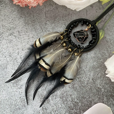 New Simple Retro Style Natural Raw Stone Car Pendant Car Interior Decoration Supplies Car Creative Pendant (Car hanging) - black-bell-stone-car-hanging