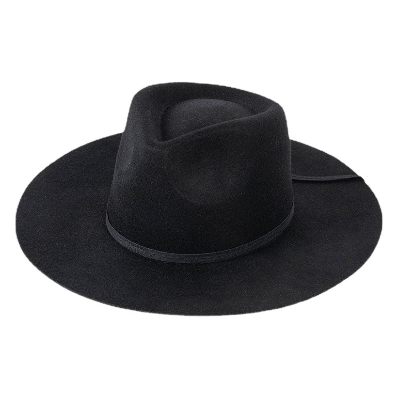 Europeo y americano otoño e invierno nuevo estilo cinta arco moda casual corona superior oveja lana Jazz sombrero compras cálido sombrero superior