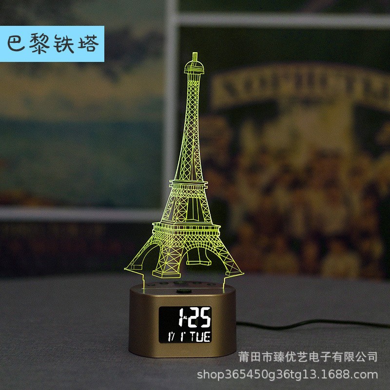 Reloj despertador infantil 3D creativo de venta caliente, luz nocturna multifunción, reloj electrónico de regalo, venta directa de fábrica