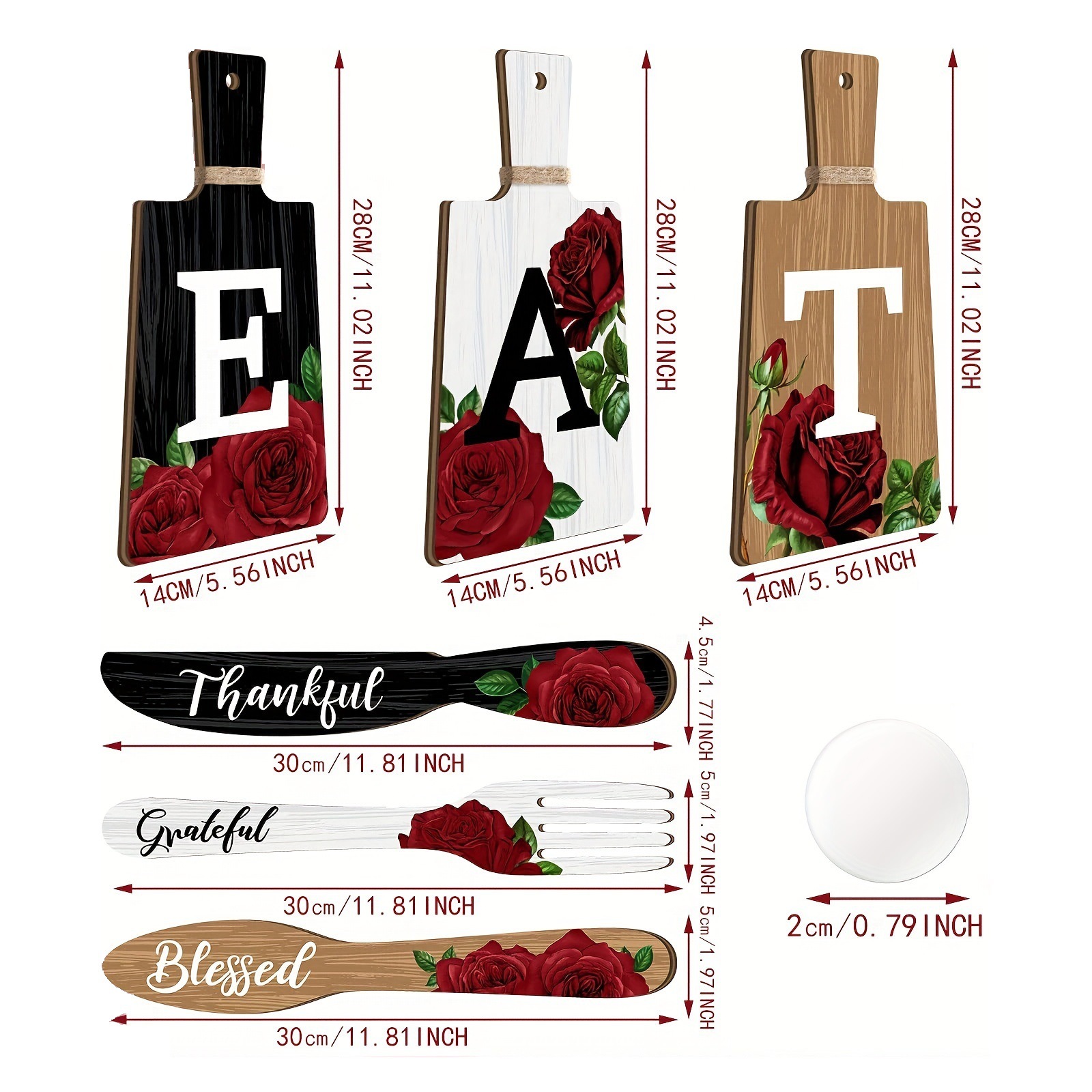 Decoración de la pared cuchillo y tenedor de madera decoración del hogar colgante de madera placa de café colgante decoración de la pared