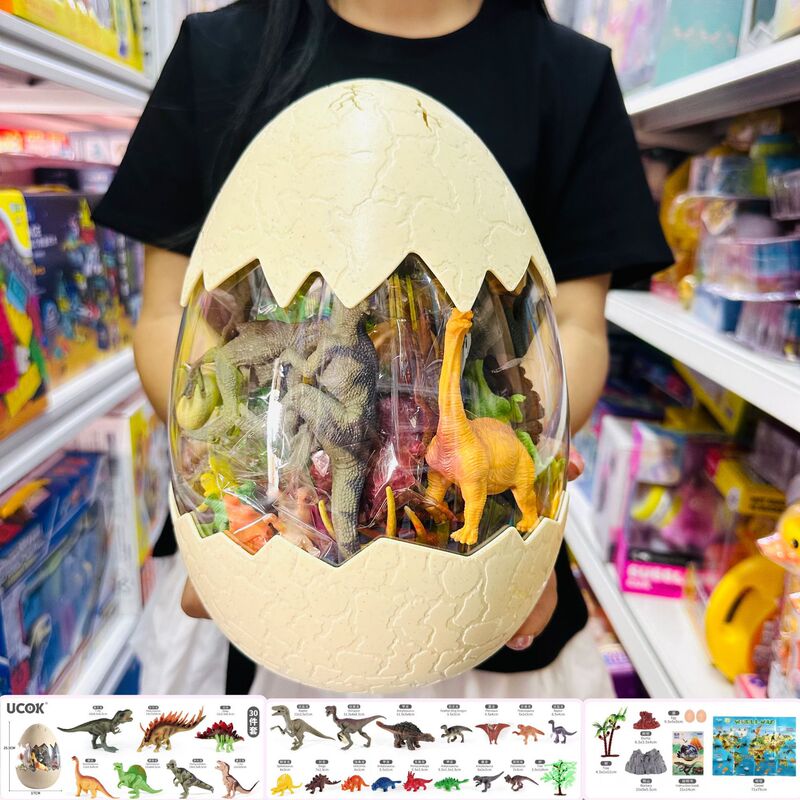 Children's Jurassic Large Dinosaur Egg Toy Dinosaur Triceratops Set Tyrannosaurus Rex World Simulation Animal Model