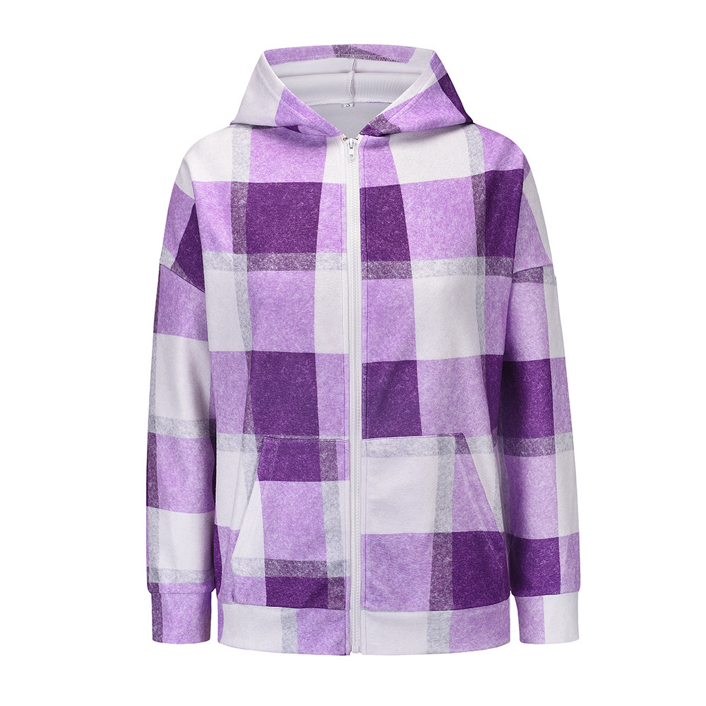 women s loose plaid woolen multicolor hooded jacket nihaostyles clothing wholesale NSXPF72447