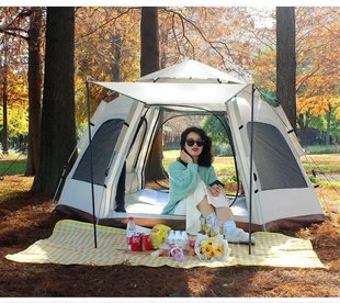 Tent Outdoor Hexagon Tent Travel Tent Camping Thickened Rainproof Sunscreen Automatic Portable Picnic Camping
