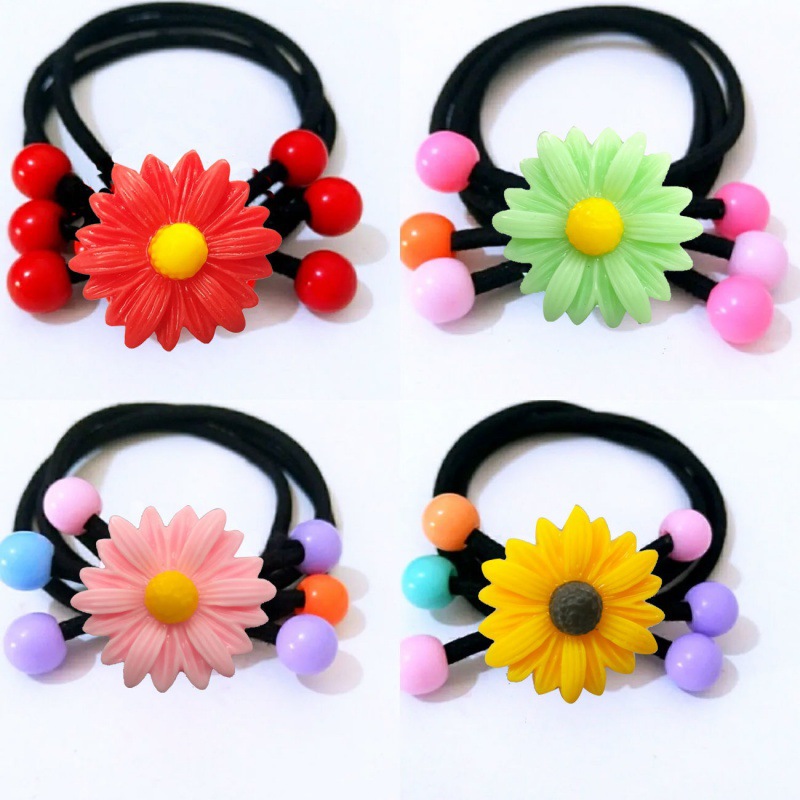 Hair rope new pattern Daisy flowers Caizhu rubber string adult children Seamless Hairpin Bold Hair rope Tousheng Jewelry