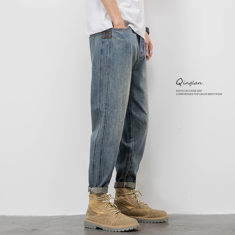 Vintage Casual Jeans Men's Trendy Brand American Style Straight Loose Martin Boots Pants with Trousers for Spring and Autumn