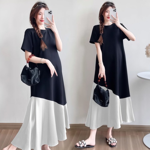French Black Dress for Children's Summer 2025 New Hepburn Style High-End Loose and Slimming Elegant Long Dress