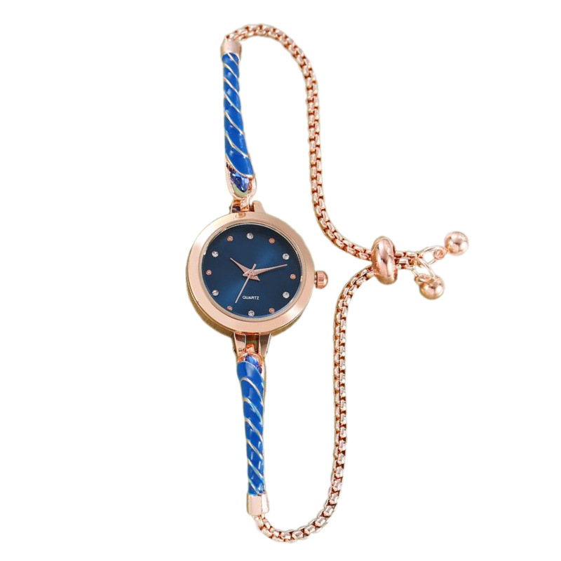 Nueva mujer estudiante estilo coreano elegante cordón diseño pequeño redondo simple moda elegante perezoso pulsera reloj femenino