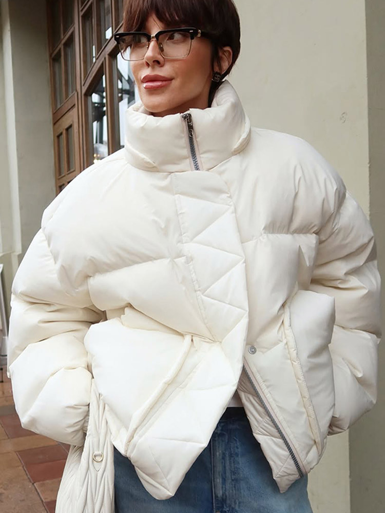 Suelto y cómodo ocio con cremallera de invierno cálido con sombrero de color sólido ropa de algodón de manga larga 2025 estilo europeo y americano transfronterizo