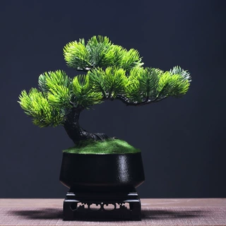 仿真绿植迎客松盆景摆件假树松发财树小盆栽植物室内装饰点缀桌面
