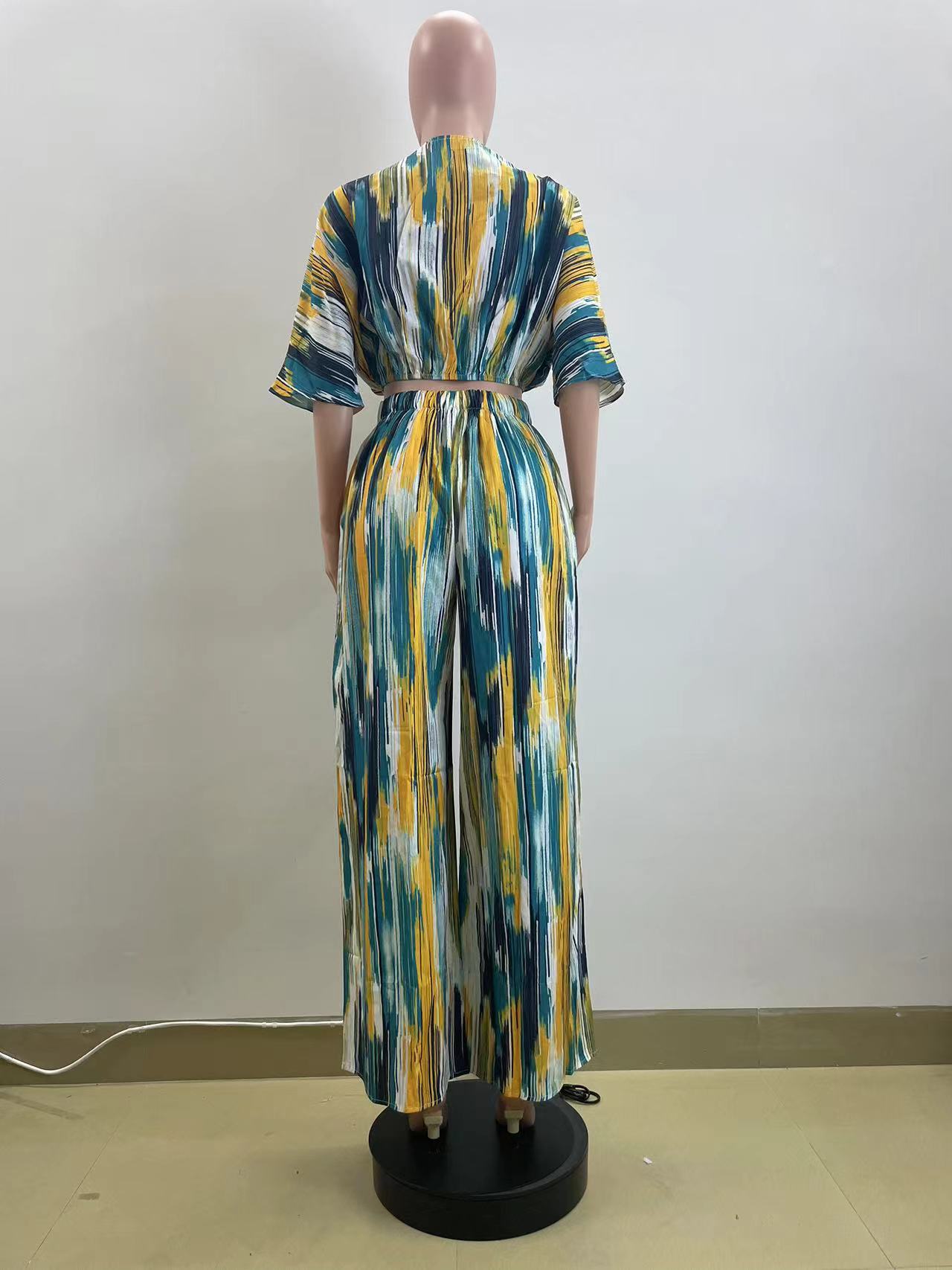 309g Weight 3/4 Length Sleeve Sleeve Length Spandex, Polyester Fabric Type Pant Co-ord Set Sets Type 2 Pieces Set Quantity Casual, Holiday Occasion V Neck Neckline Loose Fit Type Abstract, Color Block Pattern Summer, Spring Season Women's Gender Printing Design Vacation, Streetwear Style Casual Holiday Women's Vacation Streetwear Abstract Color Block Spandex Polyester Printing Pant Co-ord Set Pants Sets 13