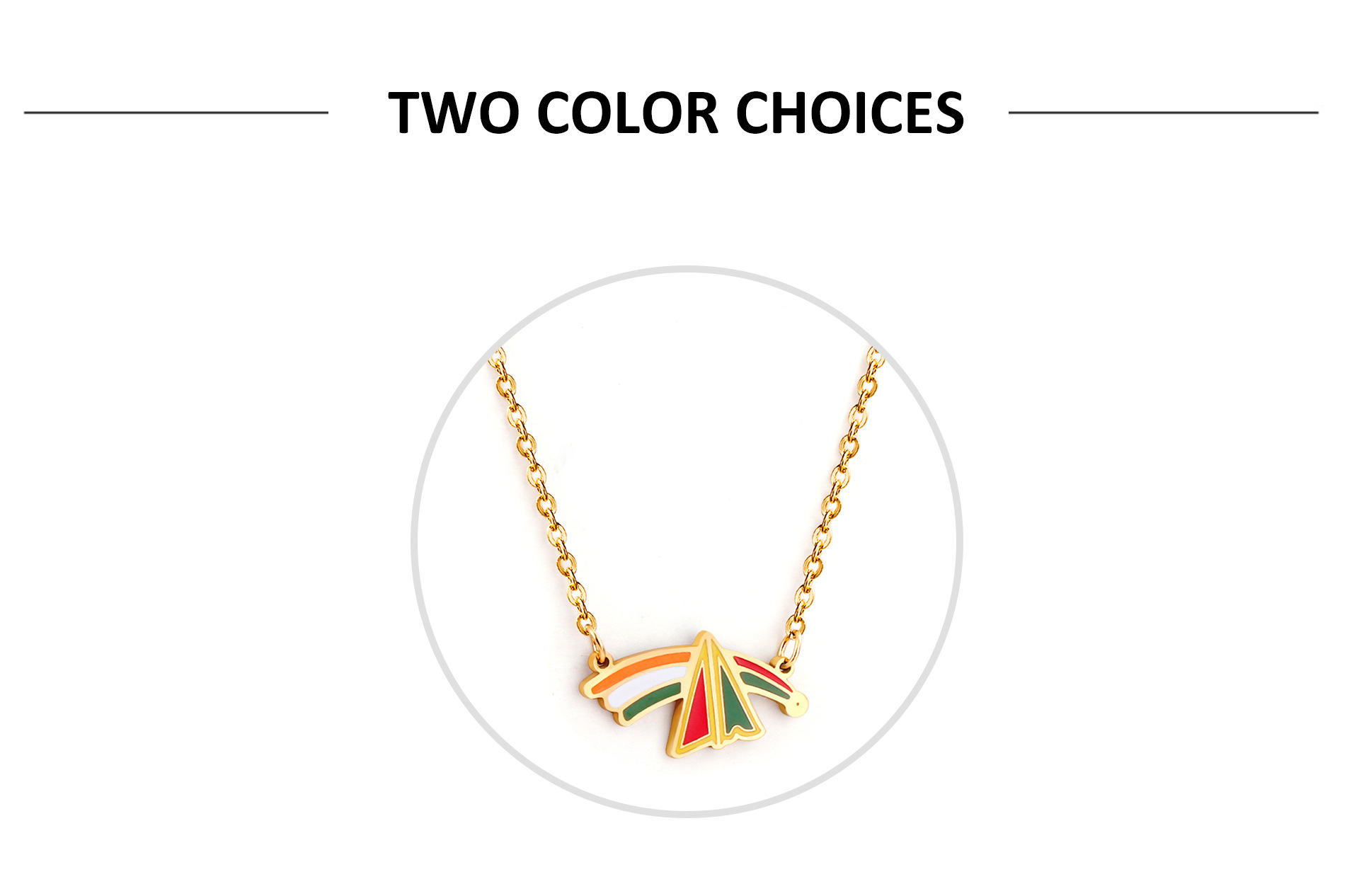 Fashion Rainbow Stainless Steel Plating Pendant Necklace 1 Piece