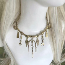 欧美跨境饰品多元素吊坠项链复古金色女神气质小众高级感设计项饰