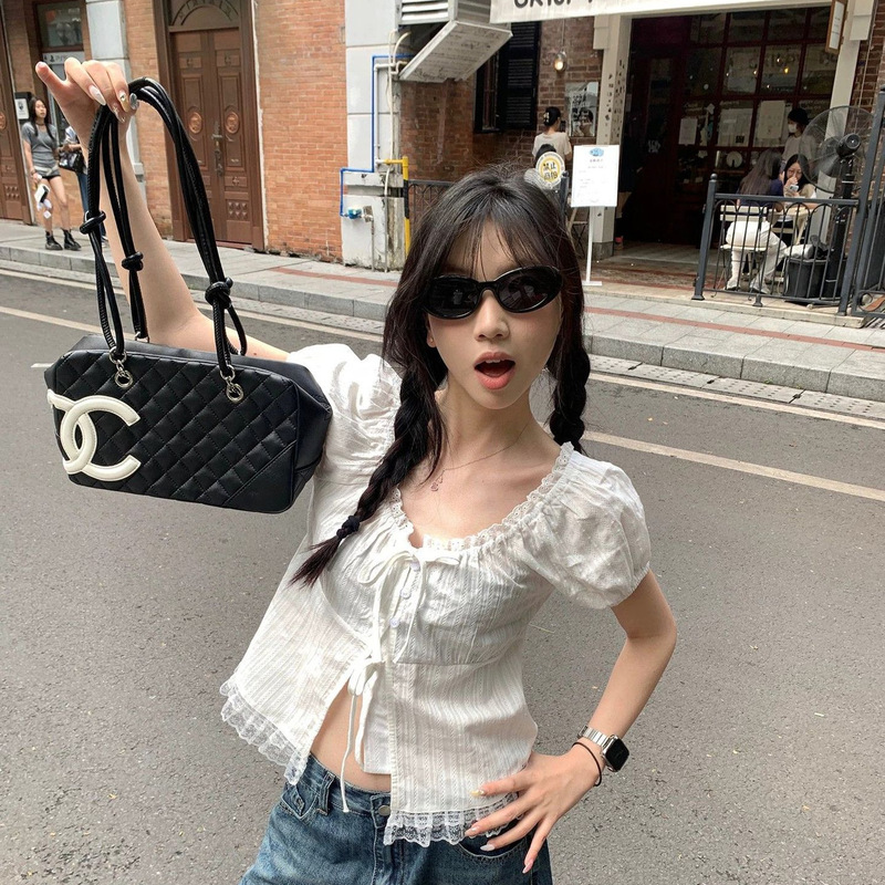 Sweet Style Lace-Trimmed Short-Sleeved Shirt for Women 2026 Summer New Stylish Blouse Slimming Chic Top Sweet Style Lace-Trimmed Short-Sleeved Shirt for Women 2026 Summer New Stylish Blouse Slimming Chic Top
