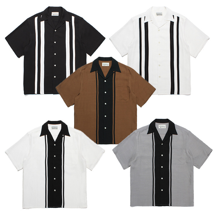 GUILTYPARTIES TIGER 23SS TWOTONE SHIRT striped color block Hawaiian short sleeve SHIRT