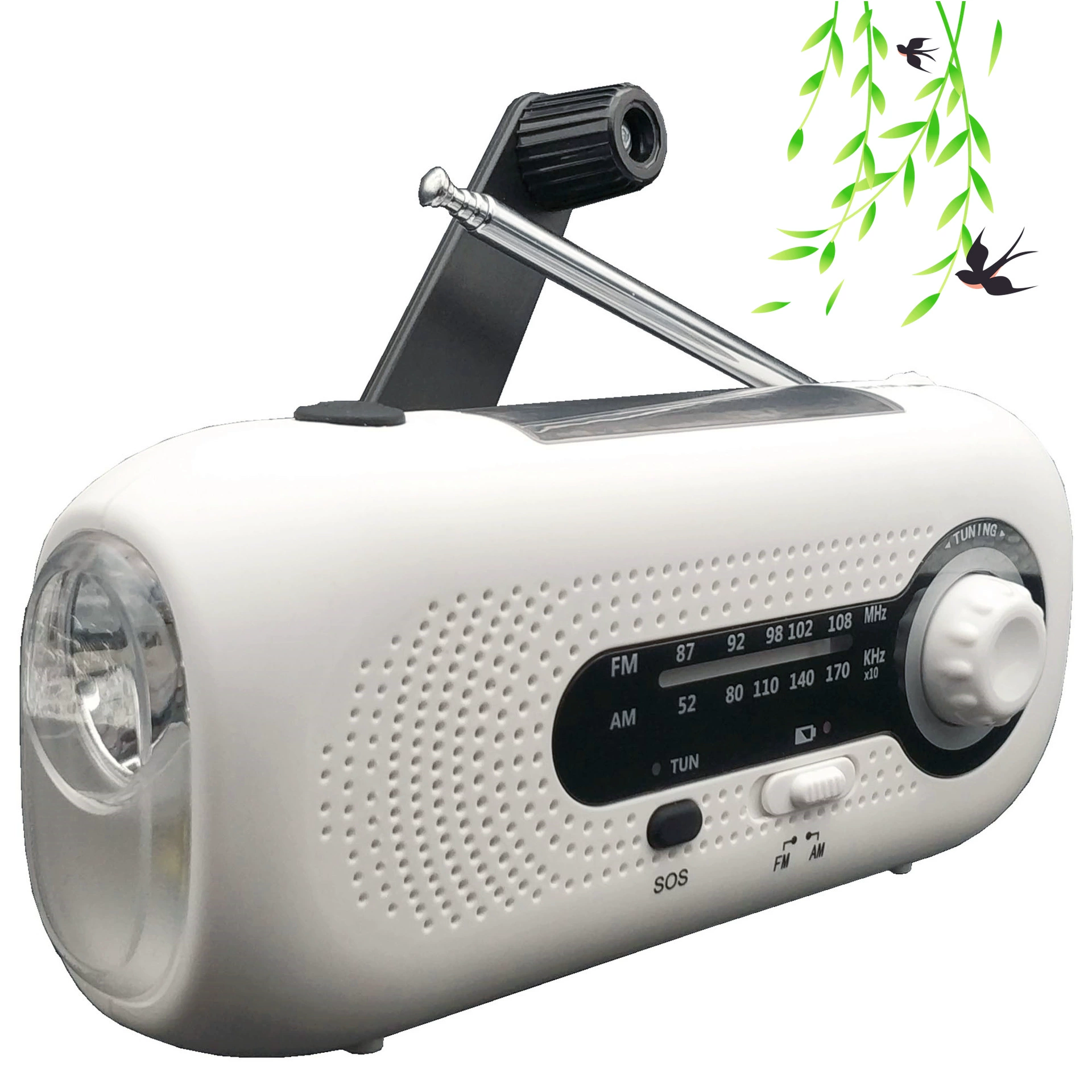 SOS предотвращение стихийных бедствий аварийная солнечная рука производство электроэнергии погодное радио 5LED фонарик 4 шестерни зум Type-C