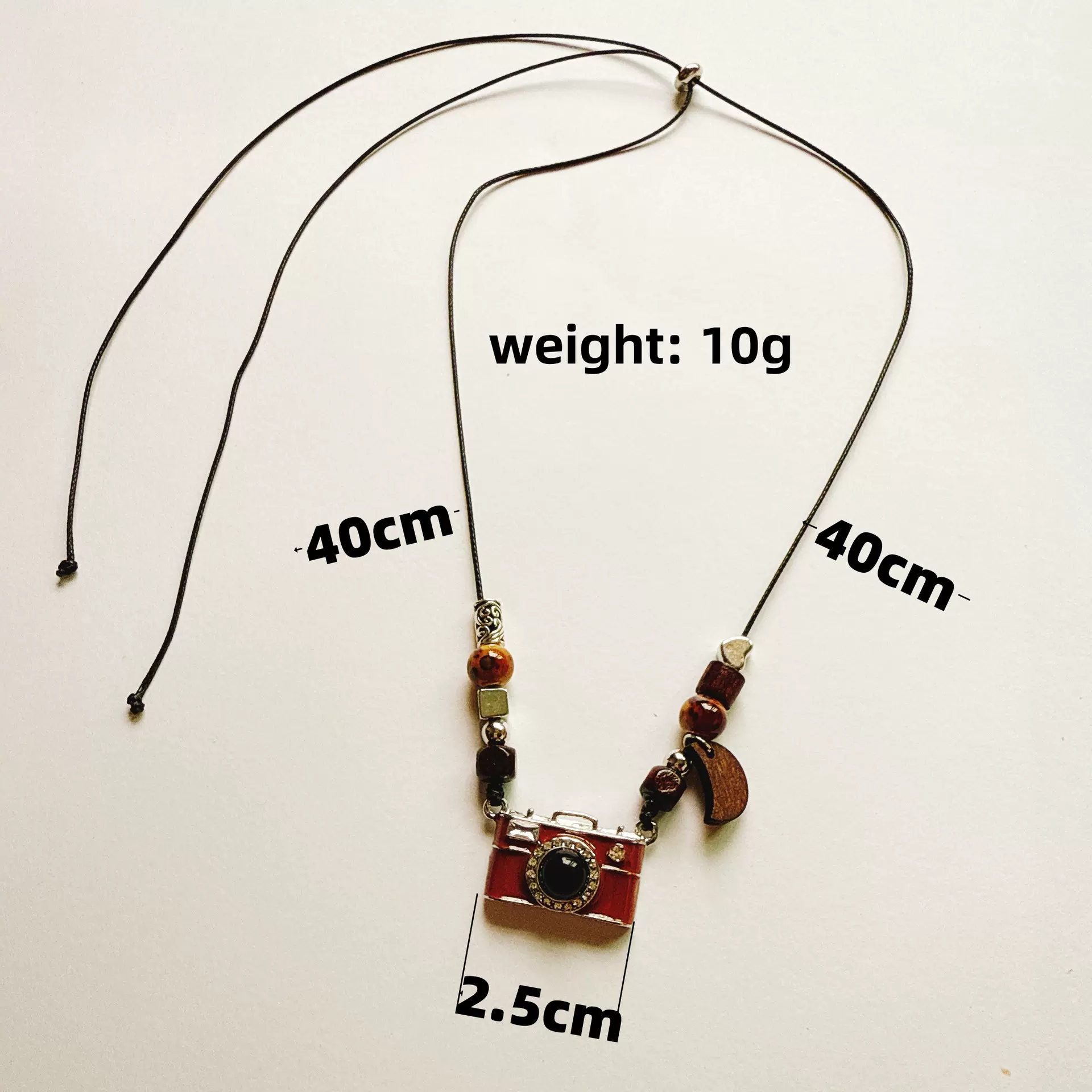 皮绳照相机设计滴油链卫衣可调节木珠秋冬尺寸项链毛衣链小众镶钻