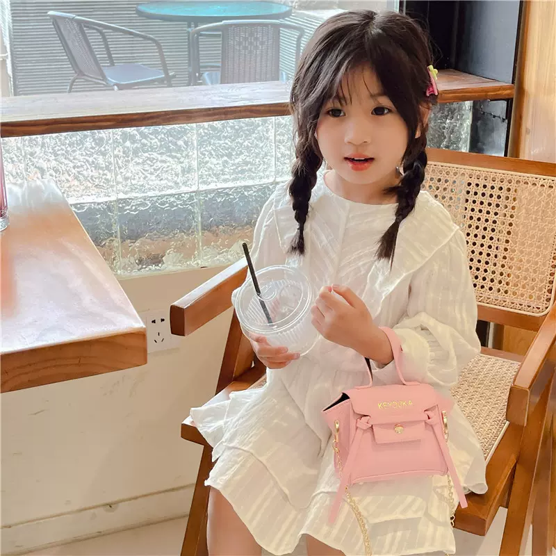 儿童单肩包甜美可爱时尚斜挎包女童外出时尚手提包纯色清新零钱包