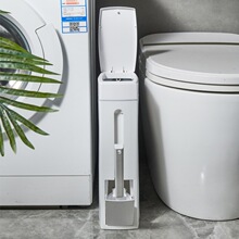 新款带刷夹缝垃圾桶家用超薄卫生间厕所带马桶刷塑料有盖收纳桶