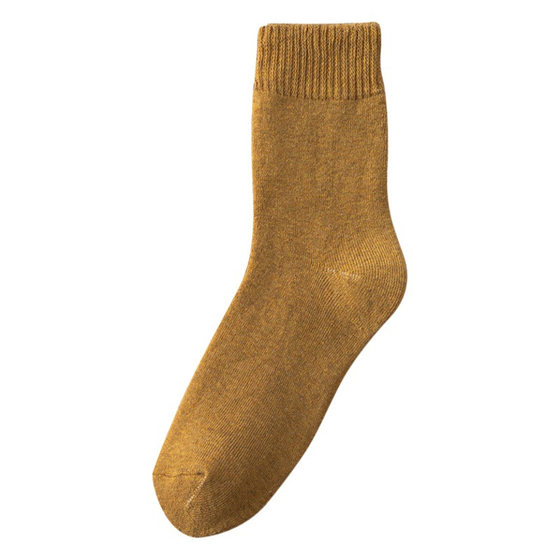 Winter men's and women's socks fleece-lined thick warm Terry socks solid color mid-calf floor socks imitation rabbit wool socks