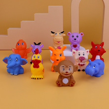 搪胶儿童捏捏叫戏水玩具浴室洗澡森林陆地组合玩具捏捏叫小动物
