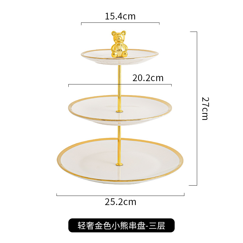Luz de lujo multicapa de cerámica plato de fruta sala de estar mesa de café hogar plato de fruta recepción postre decoración postre plato de caramelo