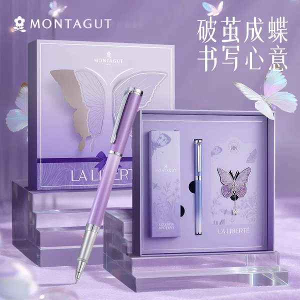 Montagut Signature Pen for Women, High-end Exquisite Gift Box, Ballpoint Pen, Metal High-end Gradient Smooth Writing Pen with Engraving