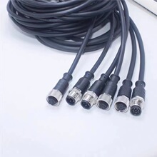 M12连接器防水连接航空插头4芯5芯8芯12芯传感器公母头注塑连接线