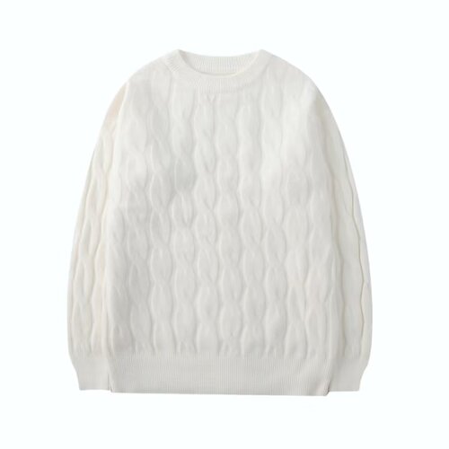 Men's Cable Knit Cardigan Sweater with a Relaxed and Trendy Hong Kong Style, Couples' Set, Comfortable, Casual, Round Neck, Autumn/Winter Base Layer Top