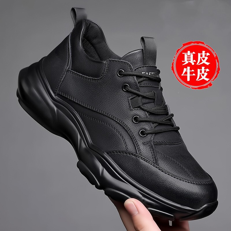 Putian sneaker popular men's shoes autumn genuine leather soft bottom casual shoes men's trendy fleece-lined warm leather shoes men