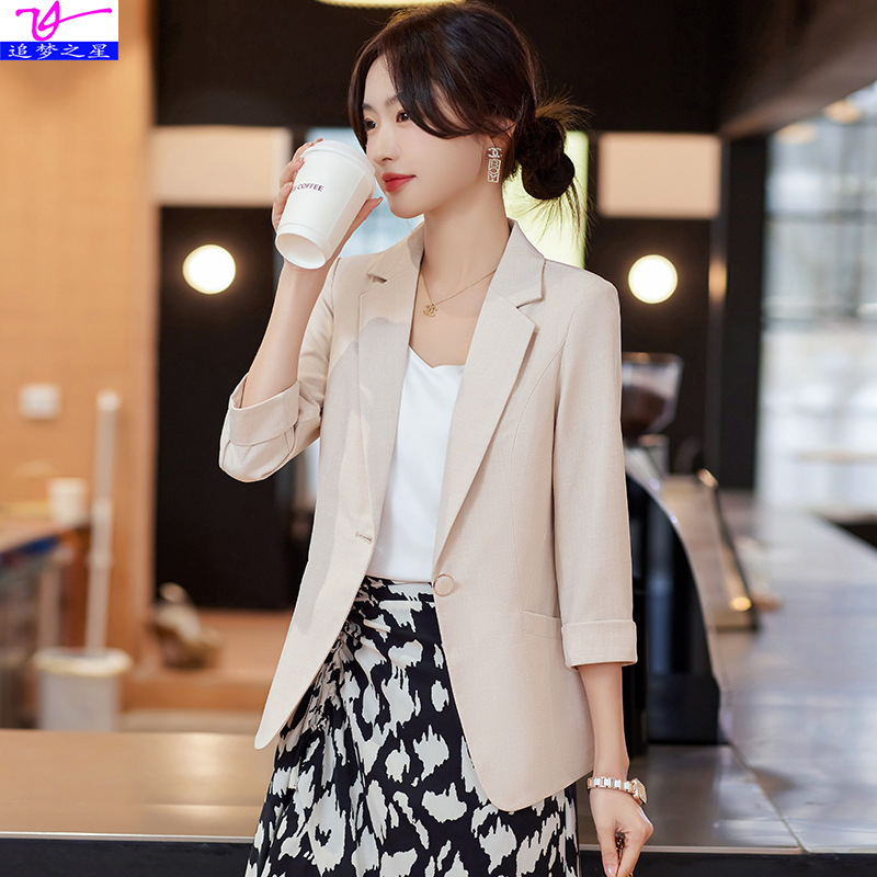 Apricot summer elegant classic suit jacket for leisure