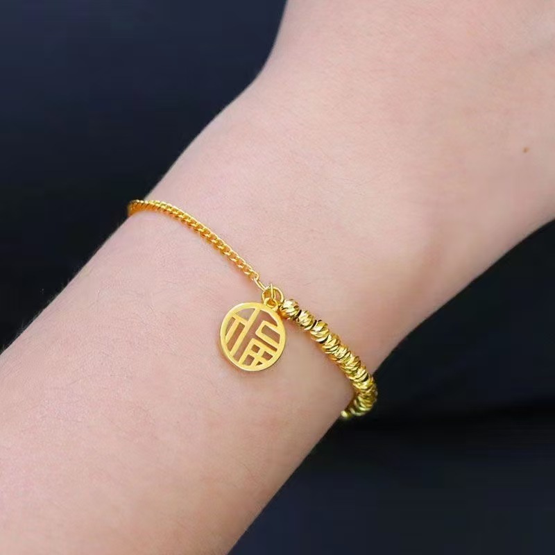 沙金饰品新中式点钻金坨碎银沙金手链女国风高级感久不掉色手饰|undefined