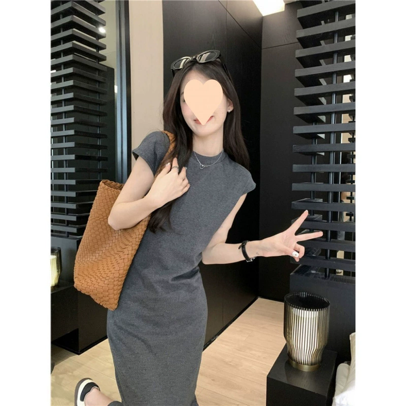 Летнее платье средней длины, элитная утягивающая и элегантная повседневная рубашка выше колена, новая прямая короткая юбка, облегающая бедра.