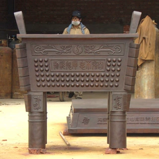 定制大型青铜鼎仿古佛堂寺庙铜鼎摆件招财进宝四方鼎雕塑厂家直销