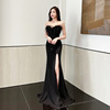 Split Long Dress Temperament Chest Drop Evening Gown Bathing Technician Uniform