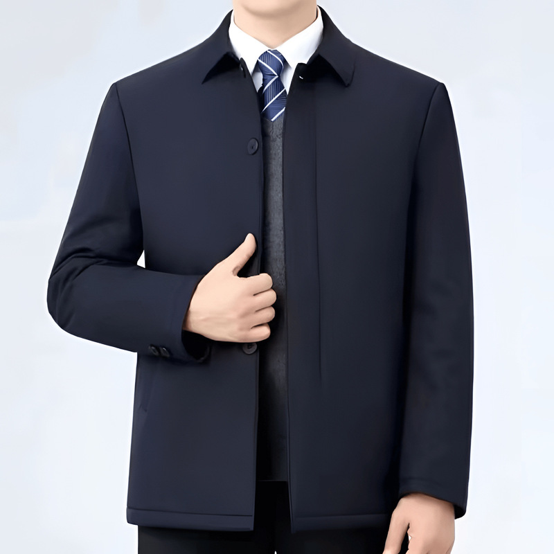 Men's autumn and winter administrative jacket loose lightweight casual jacket men's lapel dad wear middle-aged and elderly cotton-padded jacket men's