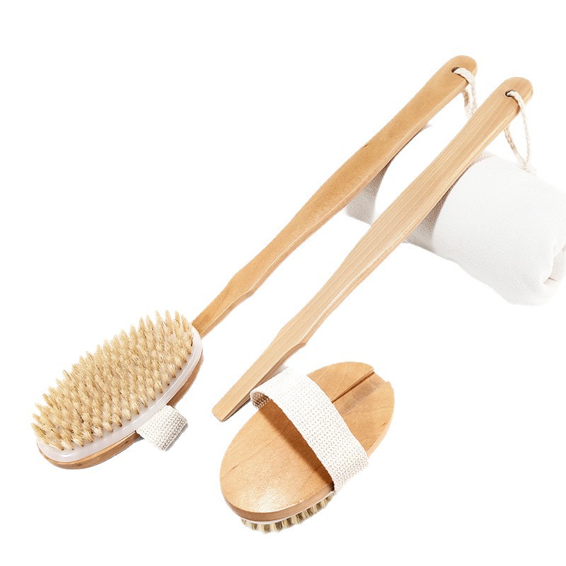 Cepillo de baño de madera maciza de color madera, cepillo de masaje, cepillo de baño, cepillo de baño desmontable de mango largo, cepillo de baño, artefacto de baño, cepillo de espalda