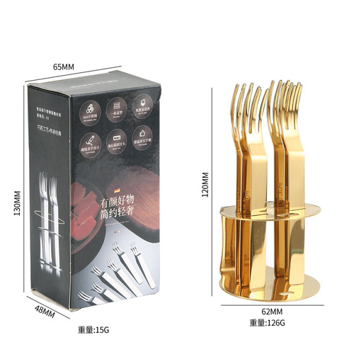 Cross-border Amazon 304 stainless steel fruit fork set creative 6-piece fruit fork dessert fork mooncake fork