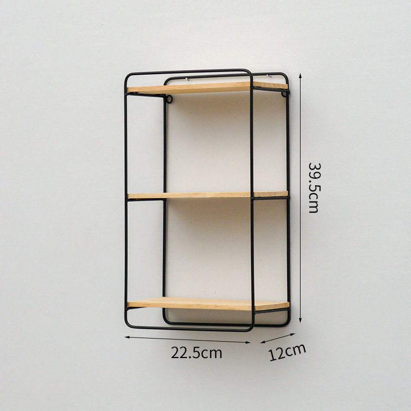 Estante Decorativo de Pared de Hierro y Madera Estilo Nórdico para Sala de Estar