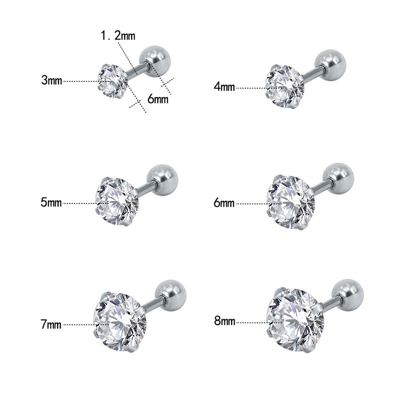 Gem Flower Rod Stud Earrings for Women - 316L Surgical Steel Screw Back Earrings Set detail image 7