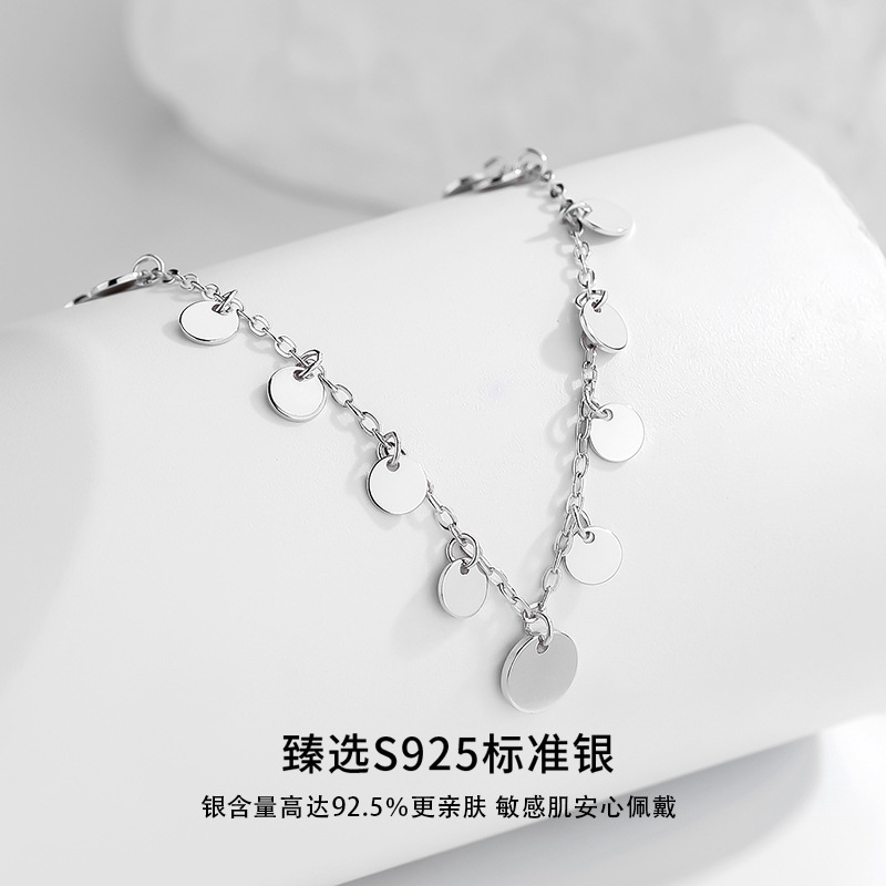 閃片靈動項鍊仙女純銀925歐美鎖骨鏈ins時尚氣質吊墜直播同款代發