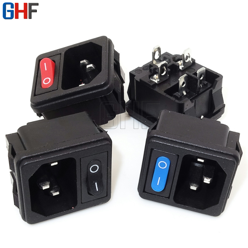 二合一插座带开关 小尺寸31*27安装孔30*33MM宽AC-02品字电源插座