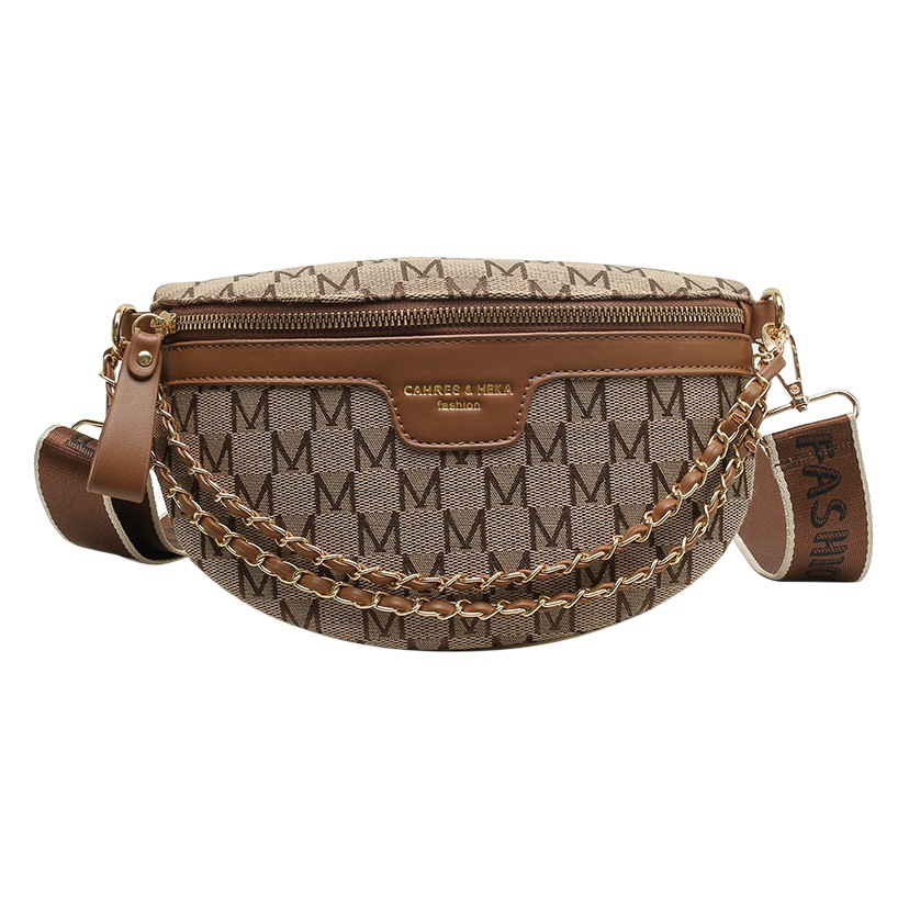 Bolso de cintura de moda para mujer 2024 nueva carta bolso de hombro de mujer estilo coreano estilo occidental cadena crossbody bolso de pecho retro bolsa pequeña