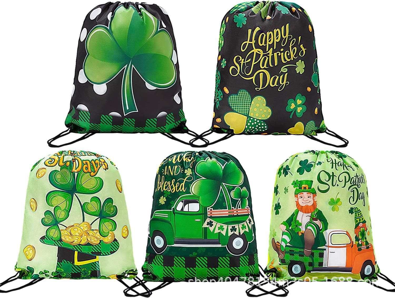 爱尔兰圣帕特里克节束口袋三爱尔兰圣帕特里克节儿童生日派对抽绳