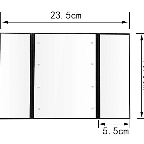 Espejo de maquillaje plegable LED de tres lados, espejo de maquillaje de celebridades de Internet, Interruptor táctil, espejo giratorio de 180 grados, espejo de maquillaje ligero de relleno de belleza