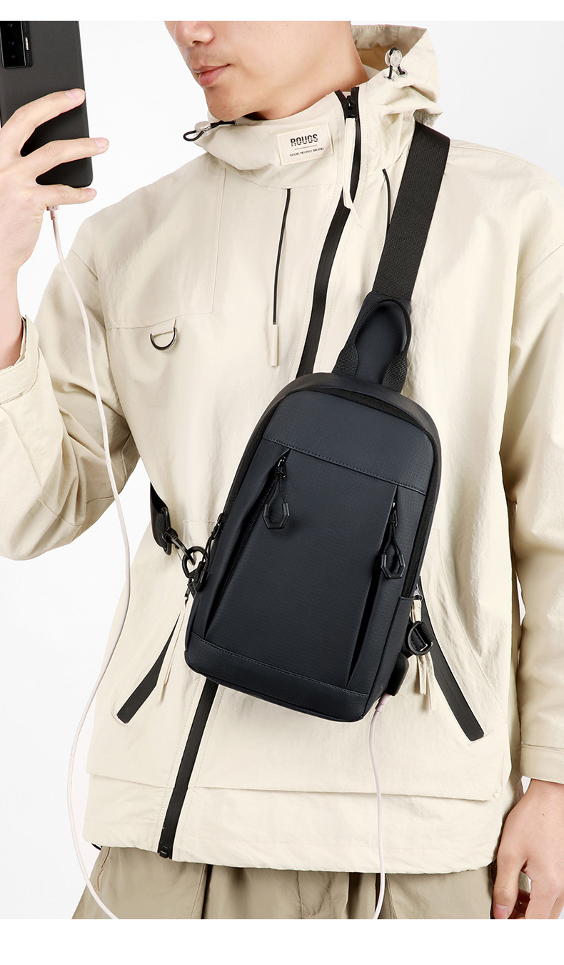 Cross-border men's chest bag, large-capacity multi-functional single-shoulder bag, men's fashionable Korean version versatile crossbody bag, business chest bag undefined